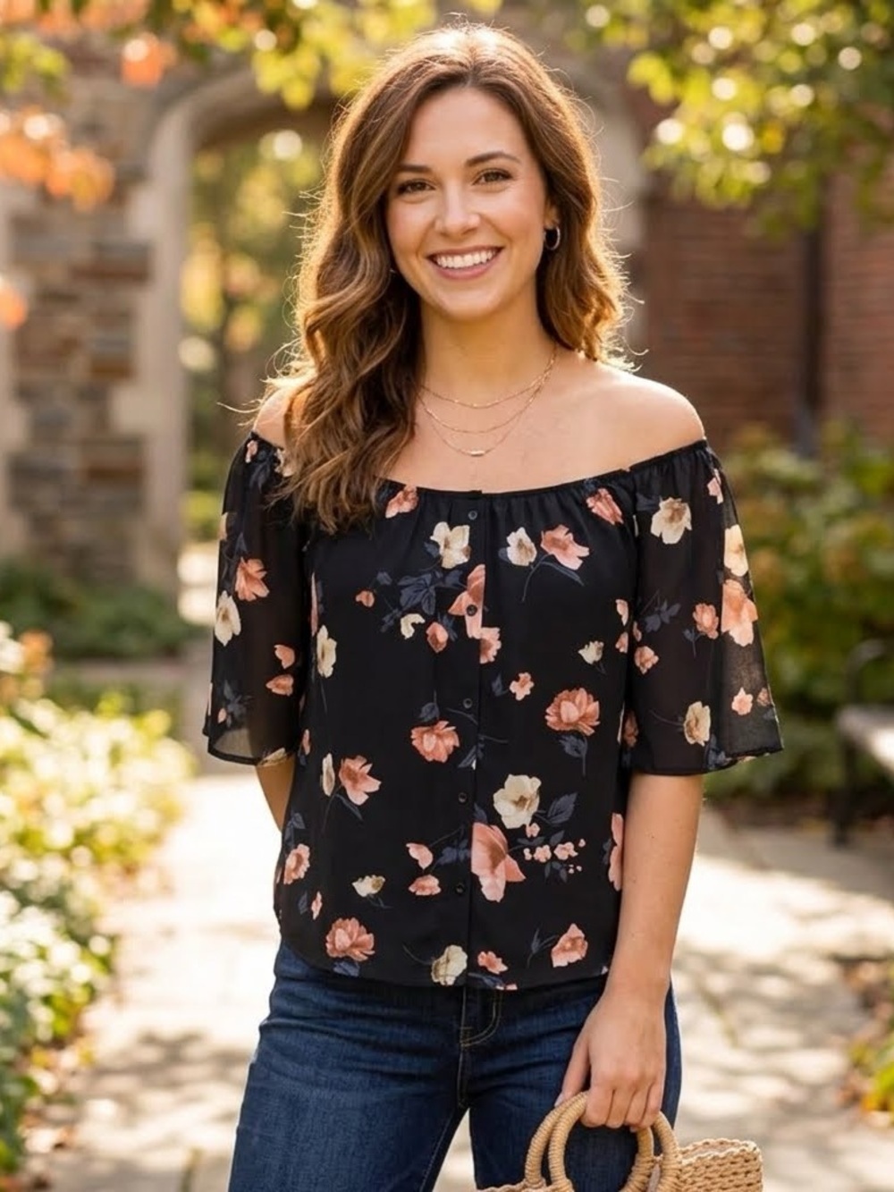 Charlotte Russe Floral Off the Shoulder Blouse
